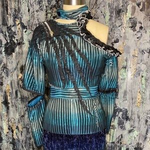 AntiLabel Teal Ombre Quilted Deconstructed Top S